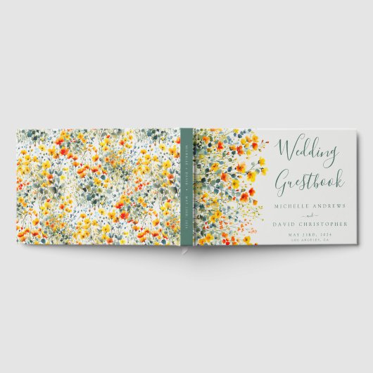 Kleurrijke Waterverf Floral Wedding Gastenboek (Volledig)