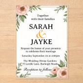 " kleurrijke Waterverf Floral Wedding I Acryl Uitnodigingen (Voorkant)