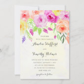 Kleurrijke Waterverf Floral Wedding Kaart (Voorkant)