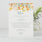 Kleurrijke Waterverf Floral Wedding Menu (Staand voorkant)