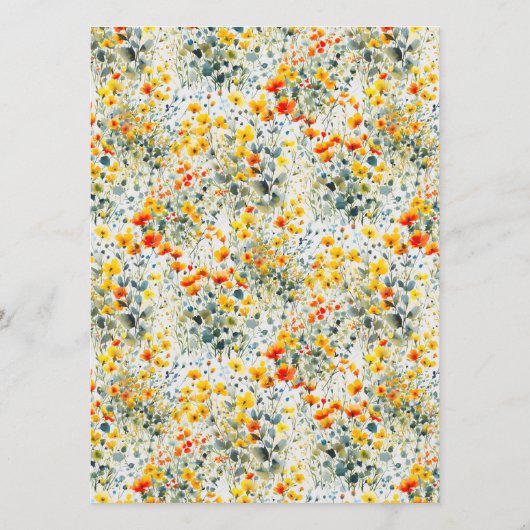 Kleurrijke Waterverf Floral Wedding Menu (Achterkant)