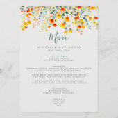 Kleurrijke Waterverf Floral Wedding Menu (Voorkant)