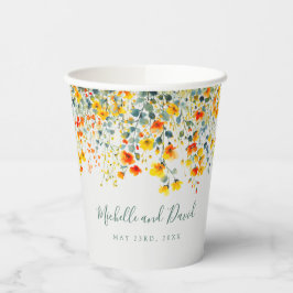 Kleurrijke Waterverf Floral Wedding Papieren Bekers