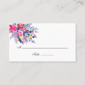 Kleurrijke Waterverf Floral Wedding Plaatskaartje (Voorkant)