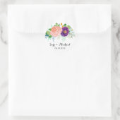 Kleurrijke Waterverf Floral Wedding Ronde Sticker (Tas)