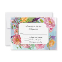 Kleurrijke Waterverf Floral Wedding RSVP Kaart