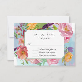 Kleurrijke Waterverf Floral Wedding RSVP Kaart