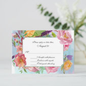 Kleurrijke Waterverf Floral Wedding RSVP Kaart (Staand voorkant)