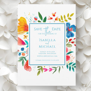Kleurrijke Waterverf Floral Wedding Save The Date