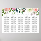 Kleurrijke Waterverf Floral Wedding Seating Chart Poster (Voorkant)