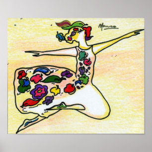 Kleurrijke waterverf florale kleding Ballerina Poster