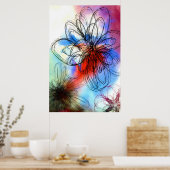  kleurrijke Waterverf Flowers Abstract Poster (Keuken)