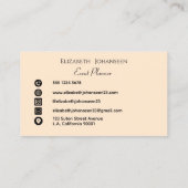 Kleurrijke Waterverf Flowers Beige Zwart Typografi Visitekaartje (Achterkant)