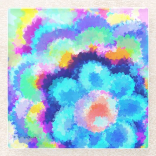 Kleurrijke Waterverf Flowers Glazen Onderzetter (Voorkant)