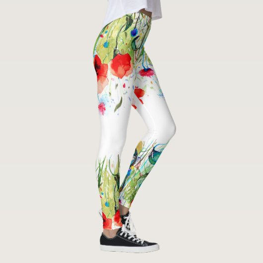 Kleurrijke Waterverf Flowers Leggings (Rechts)
