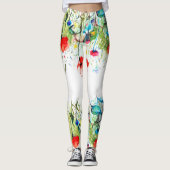 Kleurrijke Waterverf Flowers Leggings (Voorkant)