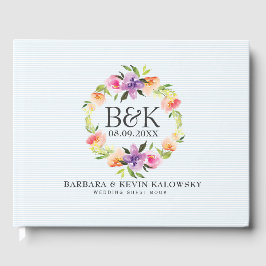 Kleurrijke Waterverf Flowers Trouwkrans Gastenboek