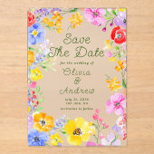 Kleurrijke Waterverf Flowers Weddenschap Save the  Acryl Uitnodigingen (Voorkant)