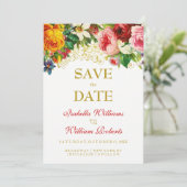 Kleurrijke Waterverf Flowers Weddenschap Save the  Date (Staand voorkant)