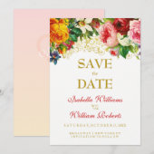 Kleurrijke Waterverf Flowers Weddenschap Save the  Date (Voorkant / Achterkant)