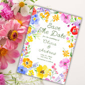 Kleurrijke Waterverf Flowers Weddenschap Save the  Save The Date