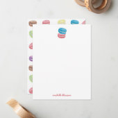 Kleurrijke Waterverf Franse Macarons Notitiekaartje (Voorkant / Achterkant in situ)