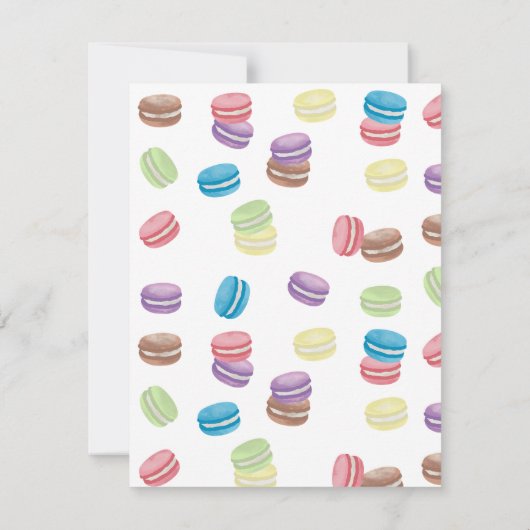 Kleurrijke Waterverf Franse Macarons Notitiekaartje (Achterkant)