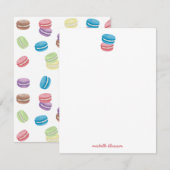 Kleurrijke Waterverf Franse Macarons Notitiekaartje (Voorkant / Achterkant)