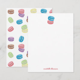 Kleurrijke Waterverf Franse Macarons Notitiekaartje