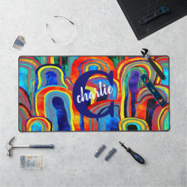 KLEURRIJKE WATERVERF FUNKY STRIPE MONOGRAM BUREAUMAT