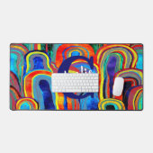 KLEURRIJKE WATERVERF FUNKY STRIPE MONOGRAM BUREAUMAT (Keyboard & Muis)