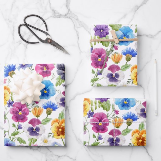 Kleurrijke Waterverf Garden Flowers Inpakpapier Vel (Voorkant)