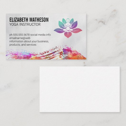 Kleurrijke Waterverf geborsteld | Yoga Logo Visitekaartje (Voorkant / Achterkant)