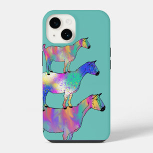 Kleurrijke waterverf geiten iPhone 14 hoesje