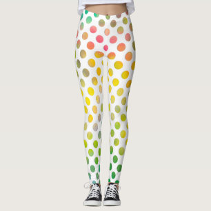 Kleurrijke Waterverf Gekleurde Stippen op wit Leggings