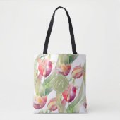 Kleurrijke Waterverf Gekleurde Tulpen met monogram Tote Bag (Voorkant)