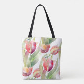 Kleurrijke Waterverf Gekleurde Tulpen met monogram Tote Bag (Achterkant)
