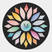 Kleurrijke Waterverf geometrische bloemvorm Ronde Sticker (Voorkant)