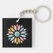 Kleurrijke Waterverf geometrische bloemvorm Sleutelhanger (Achterkant)