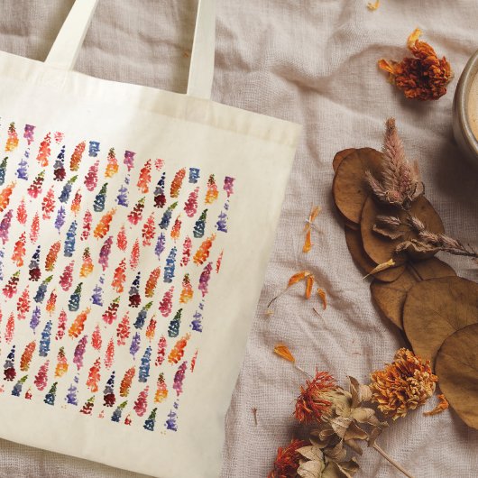 Kleurrijke Waterverf girly lupine bloemmotief Tote Bag