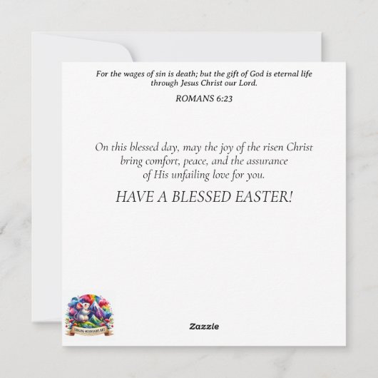 Kleurrijke Waterverf Glas in lood Bunny Easter Feestdagenkaart (Achterkant)