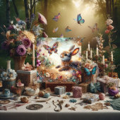 Kleurrijke Waterverf Glas in lood Bunny Easter Feestdagenkaart