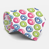 Kleurrijke Waterverf Glazed Donut Illustratie Stropdas (Opgerold)