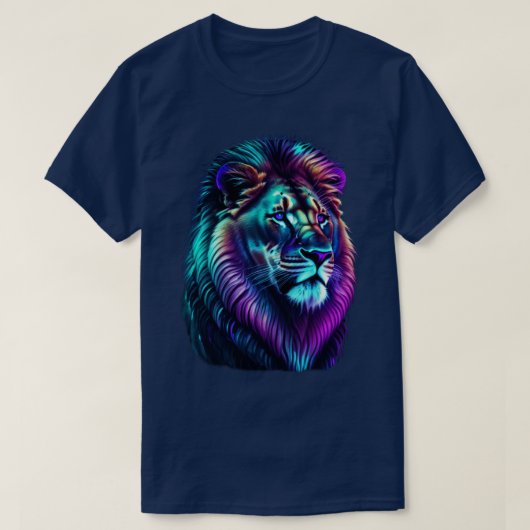 Kleurrijke Waterverf Glow Lion T-shirt (Design voorkant)