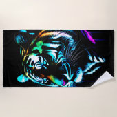 Kleurrijke Waterverf Glow Tiger Strandlaken (Voorkant)
