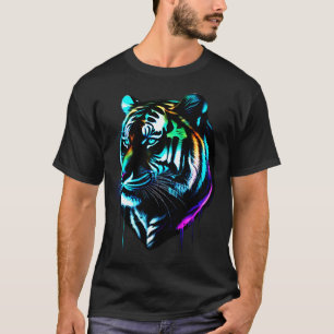 Kleurrijke Waterverf Glow Tiger T-shirt