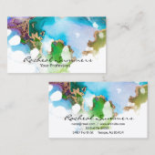 Kleurrijke Waterverf goudfolie Modern Chic Visitekaartje (Voorkant / Achterkant)