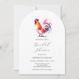 Kleurrijke Waterverf Haan Vrijgezellenfeest Kaart