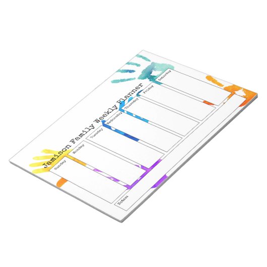 Kleurrijke Waterverf handdrukken Wekelijkse planni Notitieblok (Schuin)