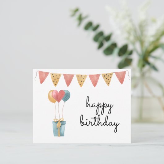 Kleurrijke Waterverf Happy Birthday Briefkaart (Staand voorkant)
